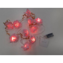 ROSE ROSA FOGLIE ORO 10 LED...