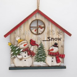 CASA C/SNOWMAN 30X28CM LEGNO