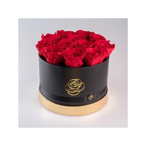 flowerbox royal 12 rose rosse stabilizzate profumate D. cm20