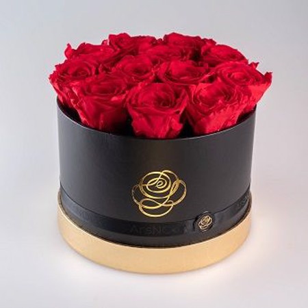 FLOWERS BOX GOLD D20 - 12 ROSE BACCARA ROSSE