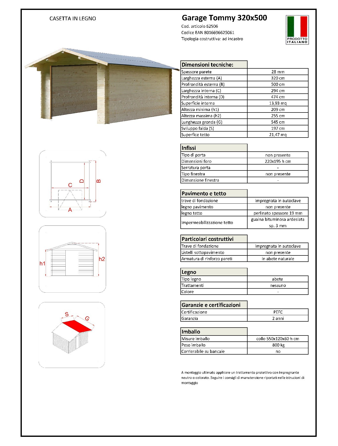 Casetta Box In Legno Da Giardino Rimessa Attrezzi Bricolage FLAVIA 146x130